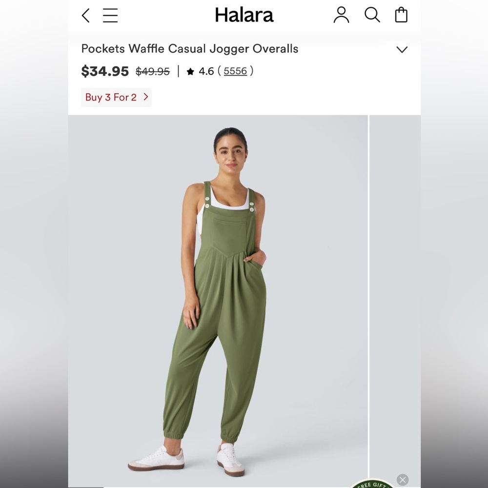 HALARA Olive Green Jumpsuit with Button Straps - NEVER WORN